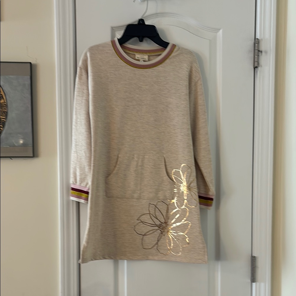 Self Esteem Kids Casual Dress with Gold Floral Design